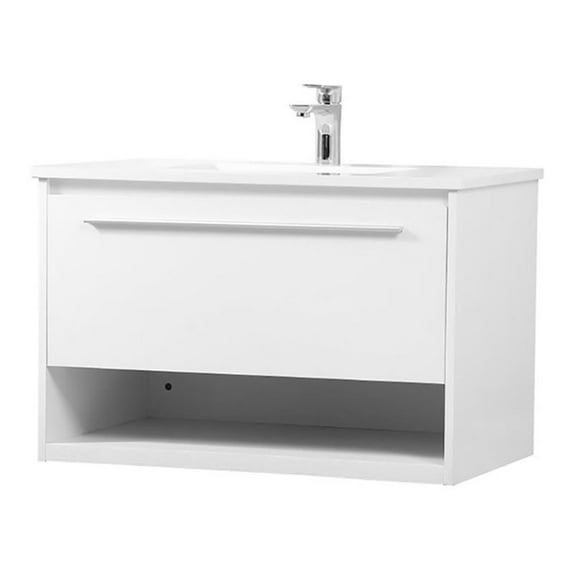 Elegant Kitchen and Bath 30 Inch Single Bathroom Vanity In White