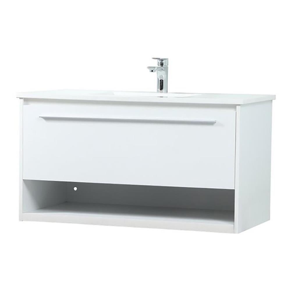 Elegant Decor Roman 36" Aluminum Alloy MDF Single Bathroom Vanity in White