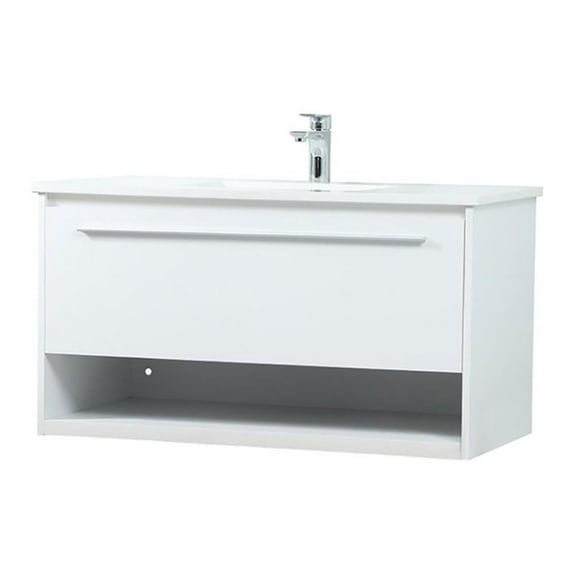 Elegant Decor Roman 36" Aluminum Alloy MDF Single Bathroom Vanity in White