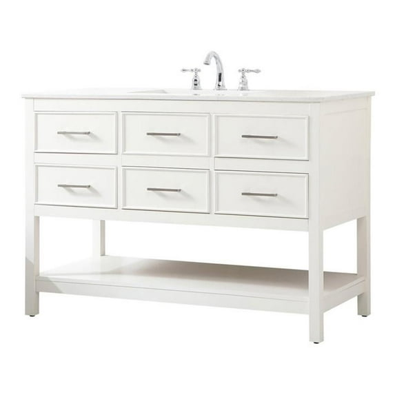Elegant Decor Sinclaire 48" Aluminum Alloy & MDF Single Bathroom Vanity in White