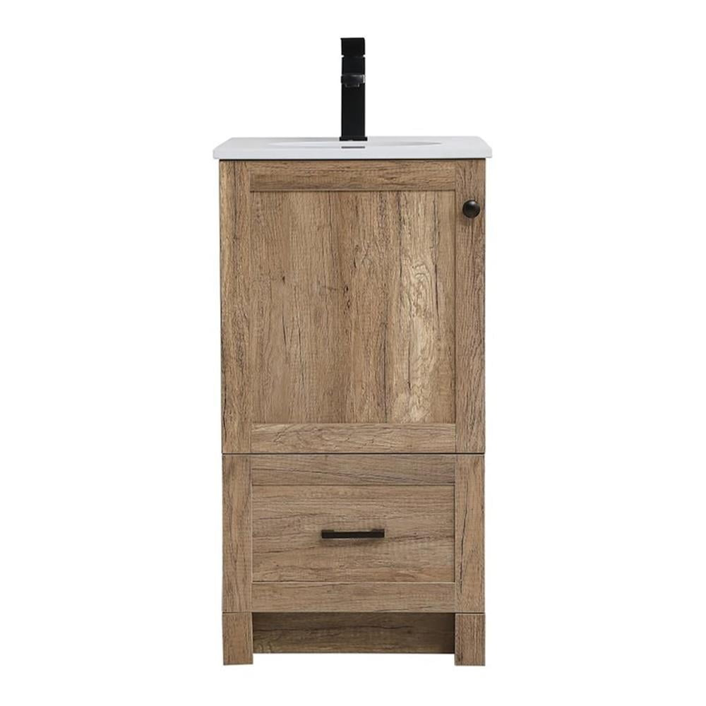 18 in. Single Bathroom Vanity, Natural Oak