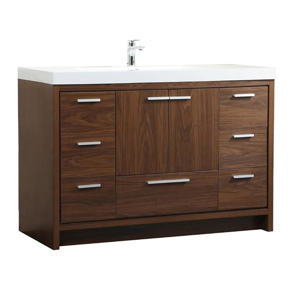 Elegant Decor Wyatt 48" Aluminum Alloy and MDF Single Bathroom Vanity in Walnut