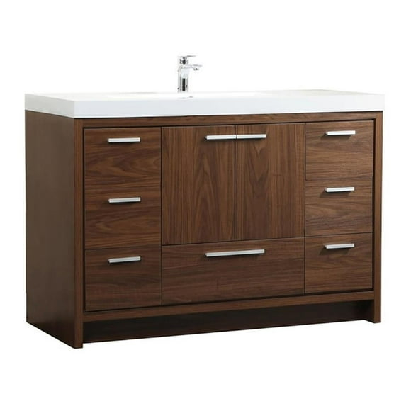 Elegant Decor Wyatt 48" Aluminum Alloy and MDF Single Bathroom Vanity in Walnut