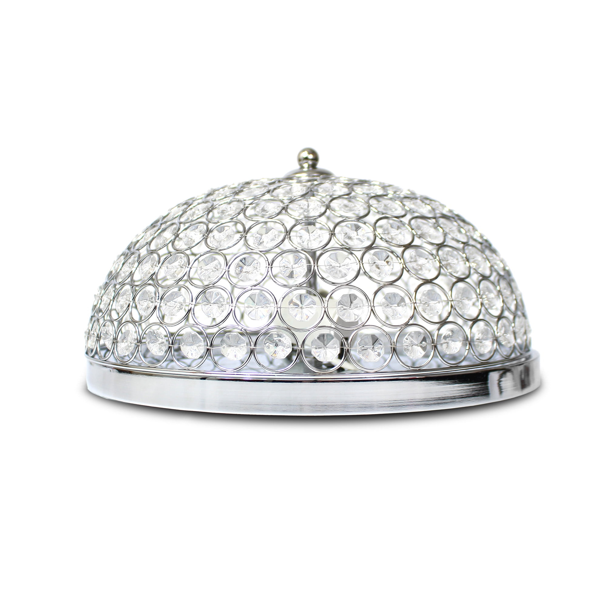 Elegant Designs Elipse Crystal 13" Modern Metal 2 Light Bowl Shaped Ceiling Flush Mount Fixture, Chrome