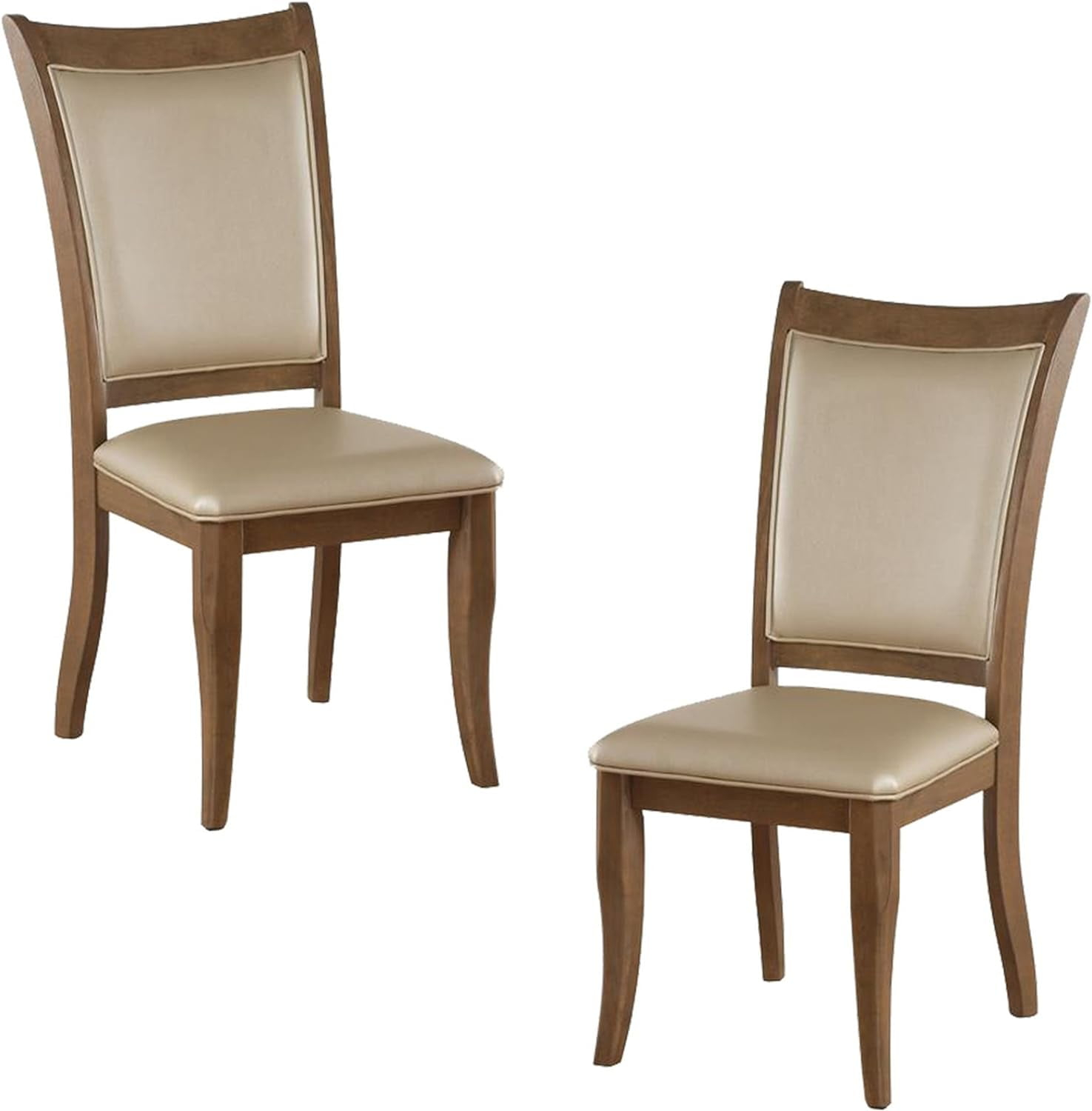Elegant Faux Leather Beige Set of 2 Dining Side Chairs Contemporary Home Decor