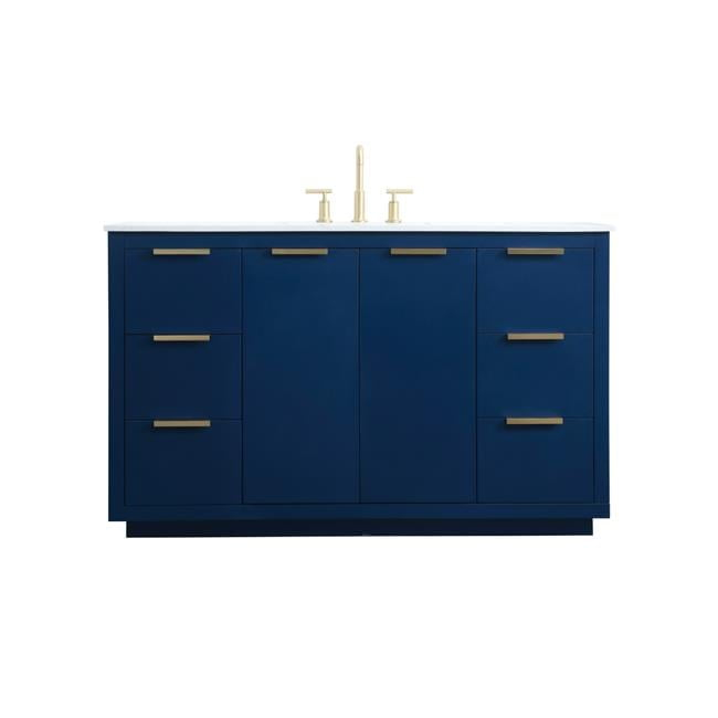 Elegant Decor Blake 42" Aluminum Alloy MDF Single Bathroom Vanity in Blue