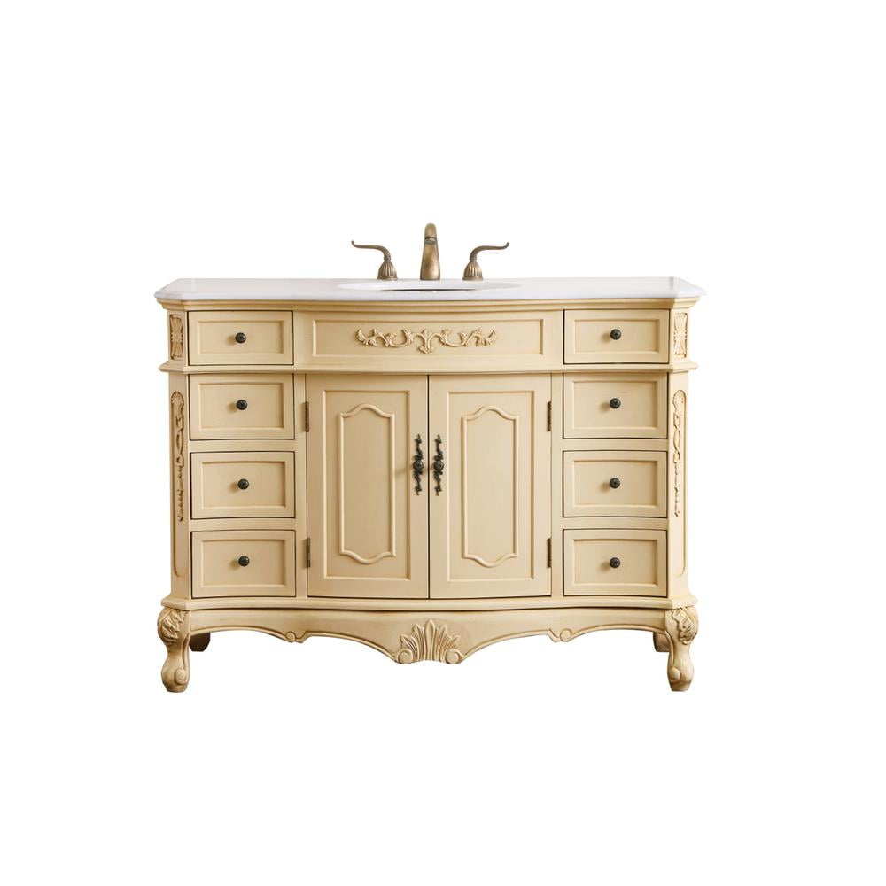 Elegant Kitchen and Bath 48 in. Single Bathroom Vanity set in light antique beige