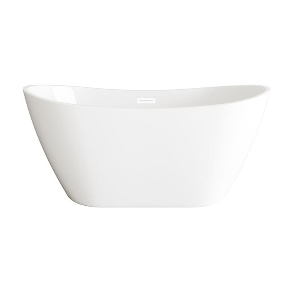 Elegant Kitchen and Bath 59 inch Soaking Bathtub in Glossy White with Polished White Trim