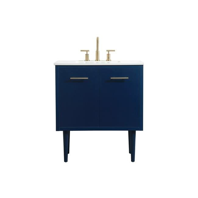 Elegant Decor Boise 30" Solid Wood and MDF Bathroom Vanity in Blue