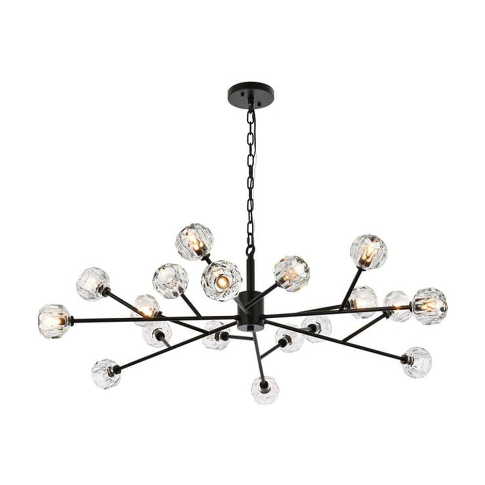 Elegant Lighting Graham 18-Light Modern Crystal Pendant in Black