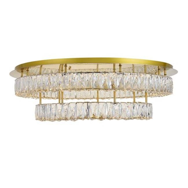 Monroe LED light Gold Flush Mount Clear Royal Cut Crystal