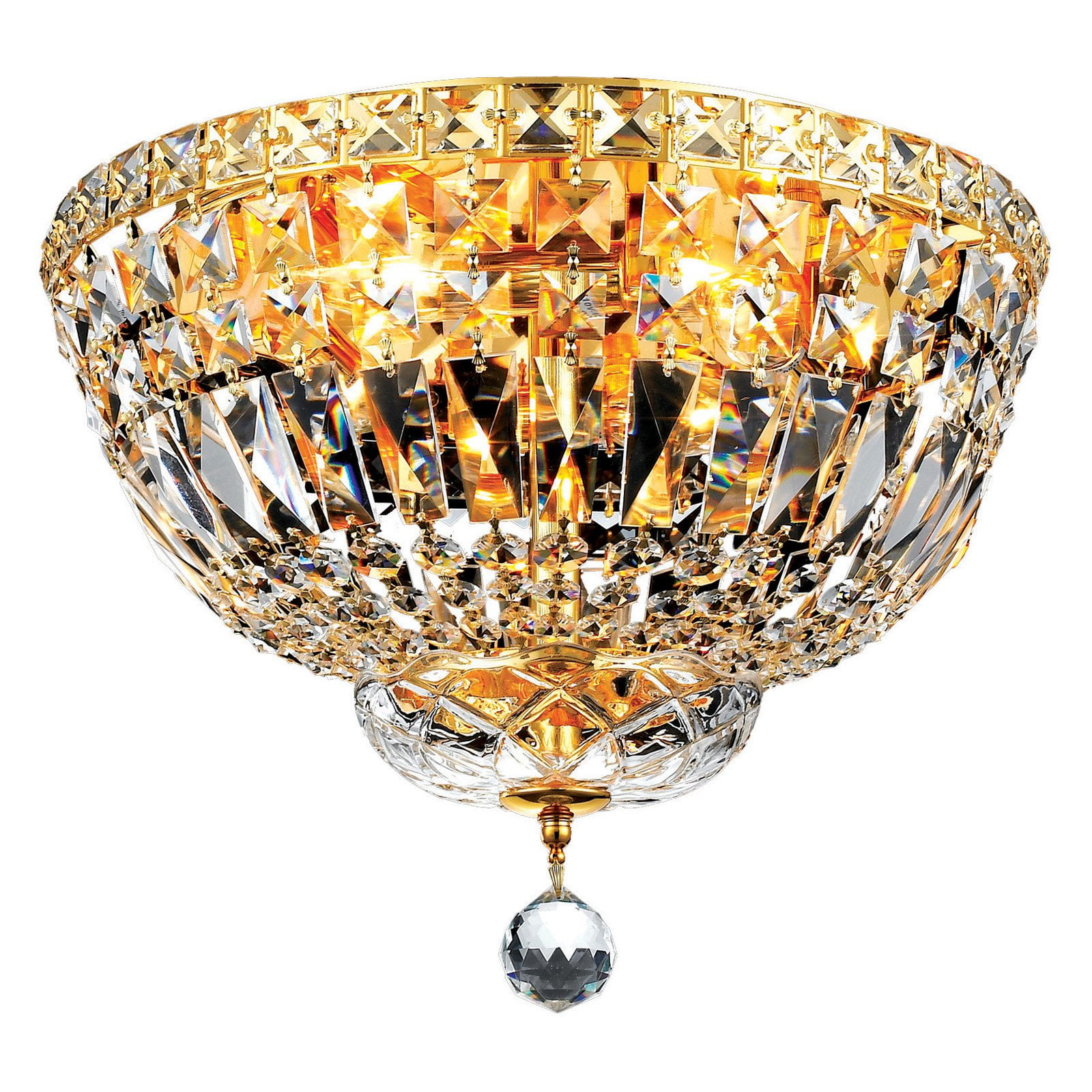 Elegant Lighting Tranquil 4 light Gold Flush Mount Clear Royal Cut Crystal