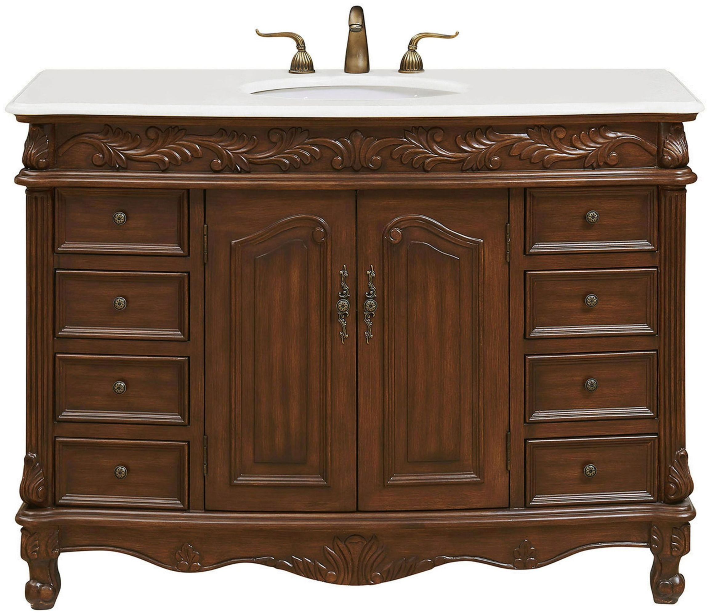 Elegant Lighting Vf-1039-Vw Bordeaux 48" Free Standing Single Basin Vanity Set - Brown