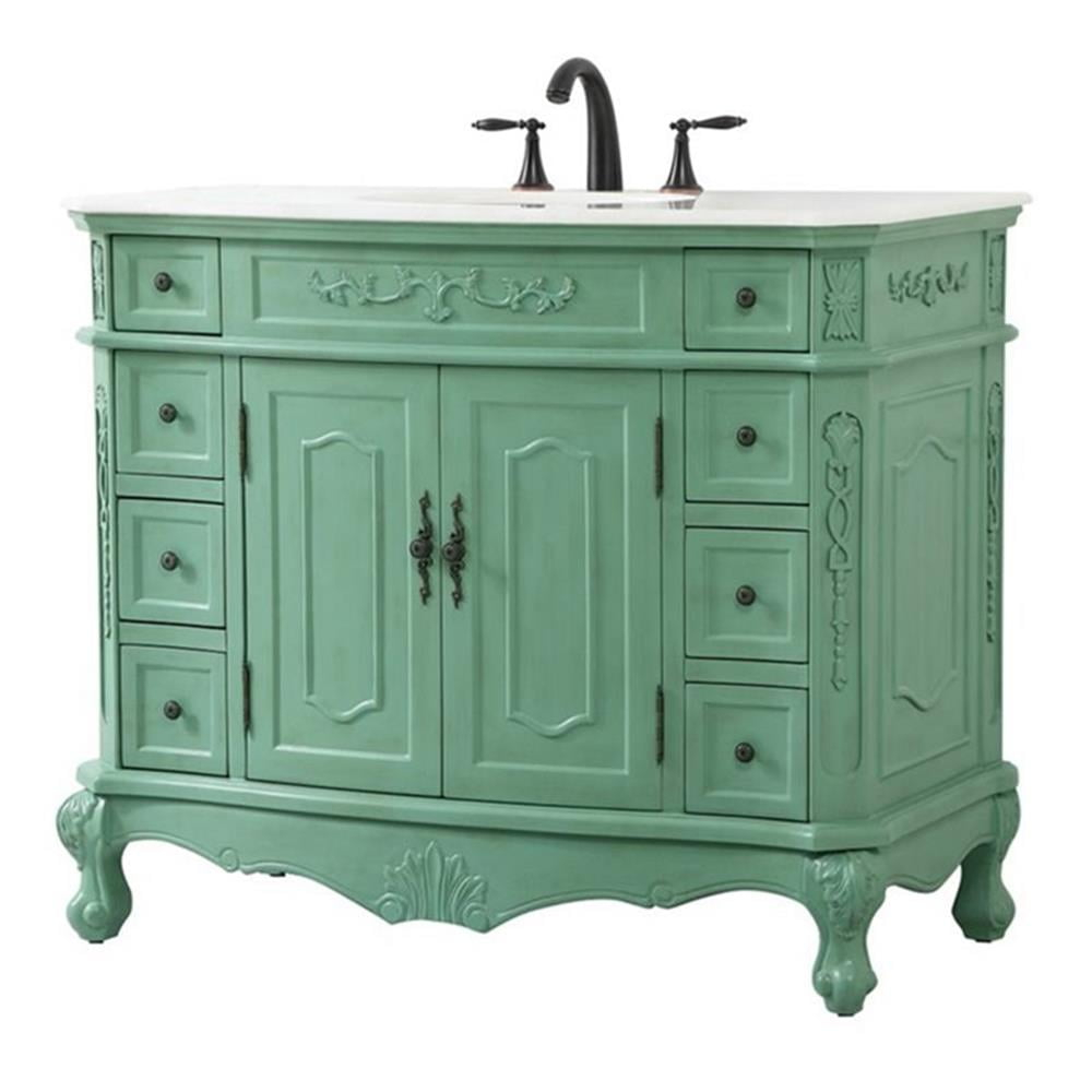 Elegant Decor Danville 42" Solid Wood Single Bathroom Vanity in Vintage Mint
