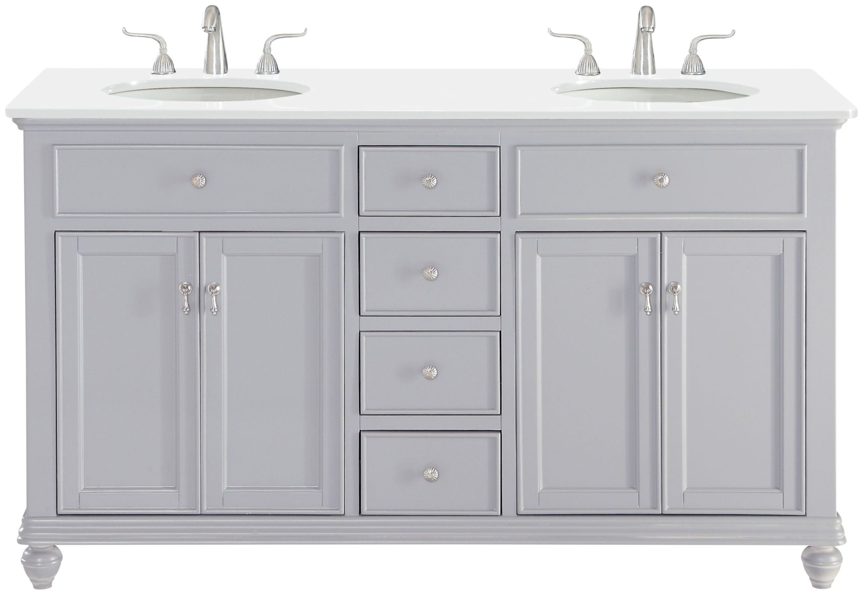 Elegant Lighting Vf12360d-Vw Otto 60" Free Standing Double Basin Vanity Set - Grey