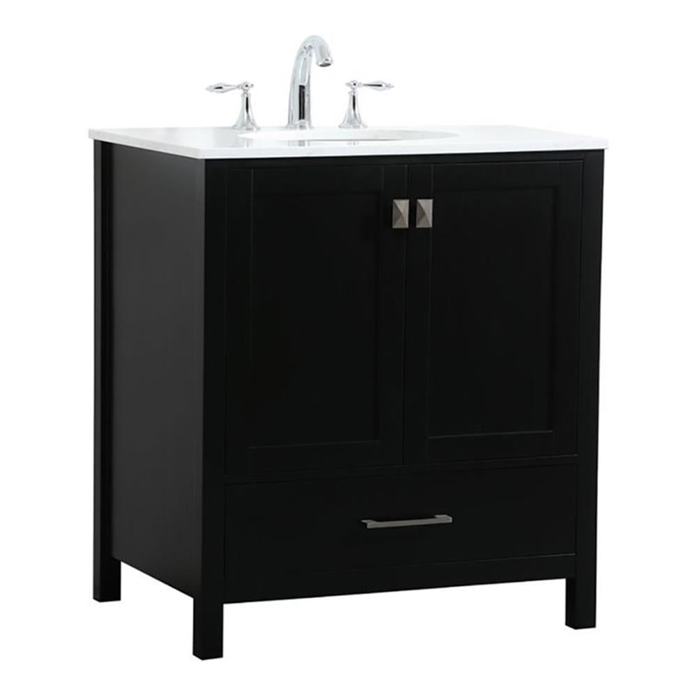 Elegant Decor Irene 30" Zinc Alloy MDF Single Bathroom Vanity in Black