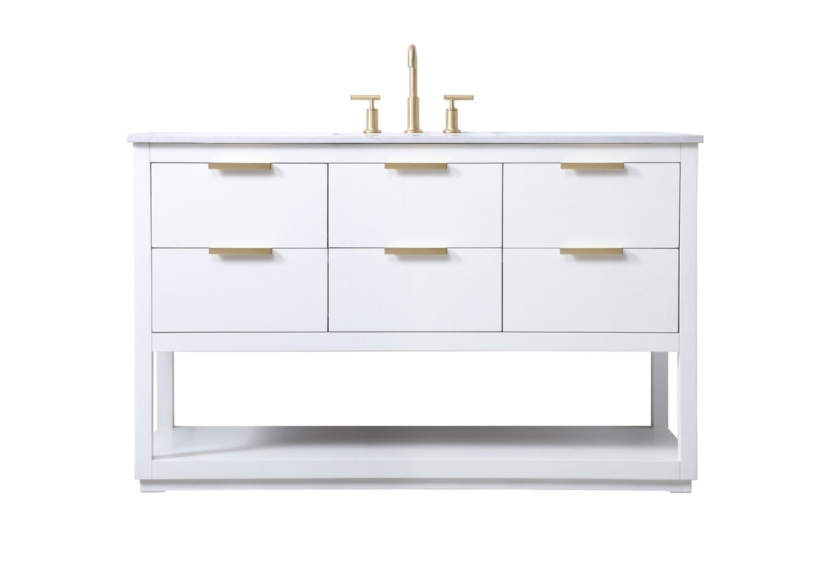 Elegant Lighting Vf19254 Larkin 54" Free Standing Single Basin Vanity Set - White