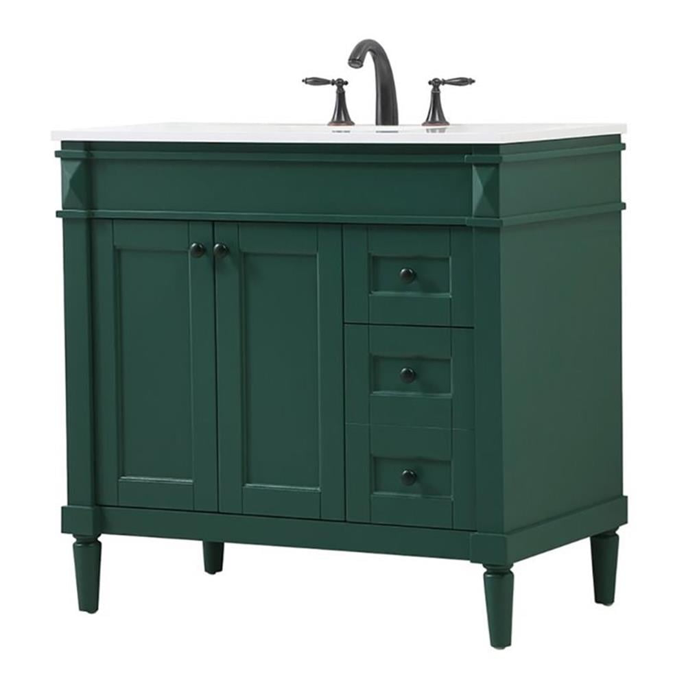 Elegant Decor Bennett 36" Aluminum MDF Single Bathroom Vanity in Green