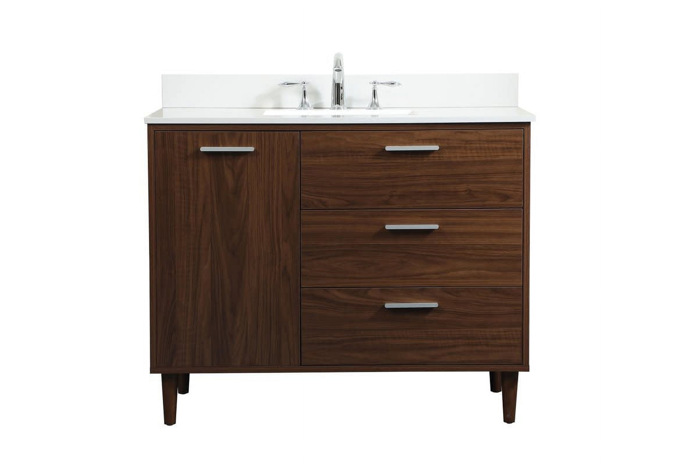 Elegant Decor Baldwin 42" Solid Wood Bathroom Vanity with Backsplash in Walnut