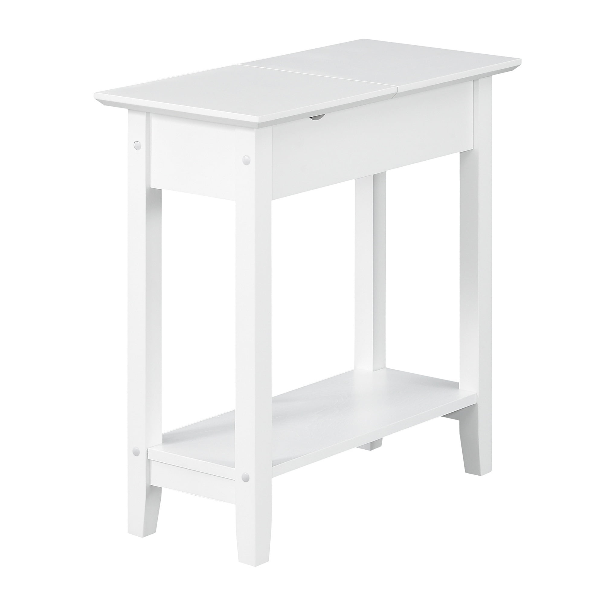 Convenience Concepts American Heritage Flip Top End Table with Charging Station and Shelf, White