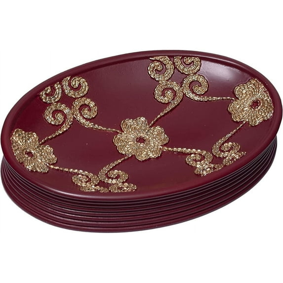 Popular Bath Soap Dish, Vlegant Rosa Collection, Burgundy/Gold