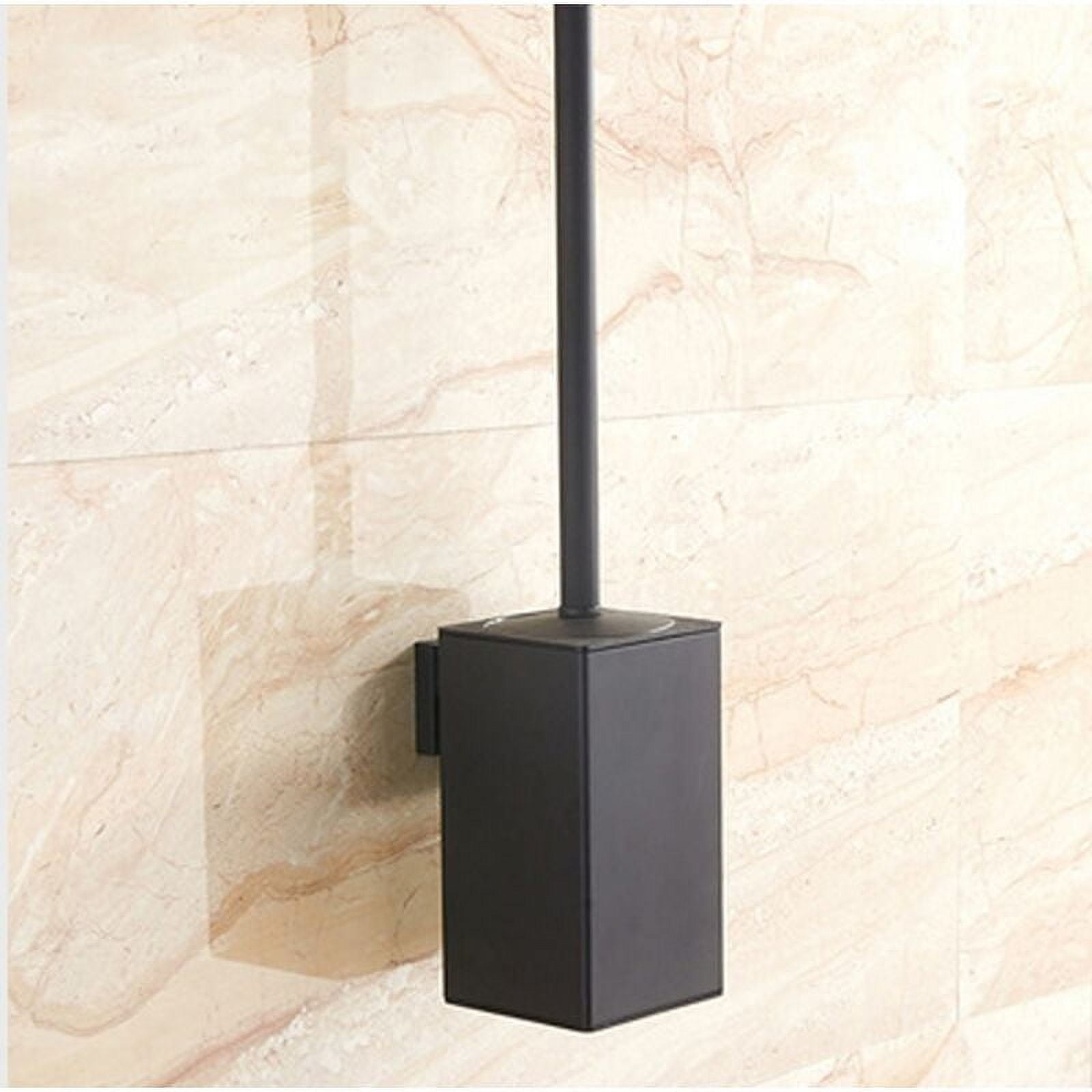 Stainless Steel Toilet Brush & Holder,Wall-Mounted, long handle,Square Toilet Brush Set,Heavy Duty Cleaner for Bathroom, with Removable Plastic Brush (Black)