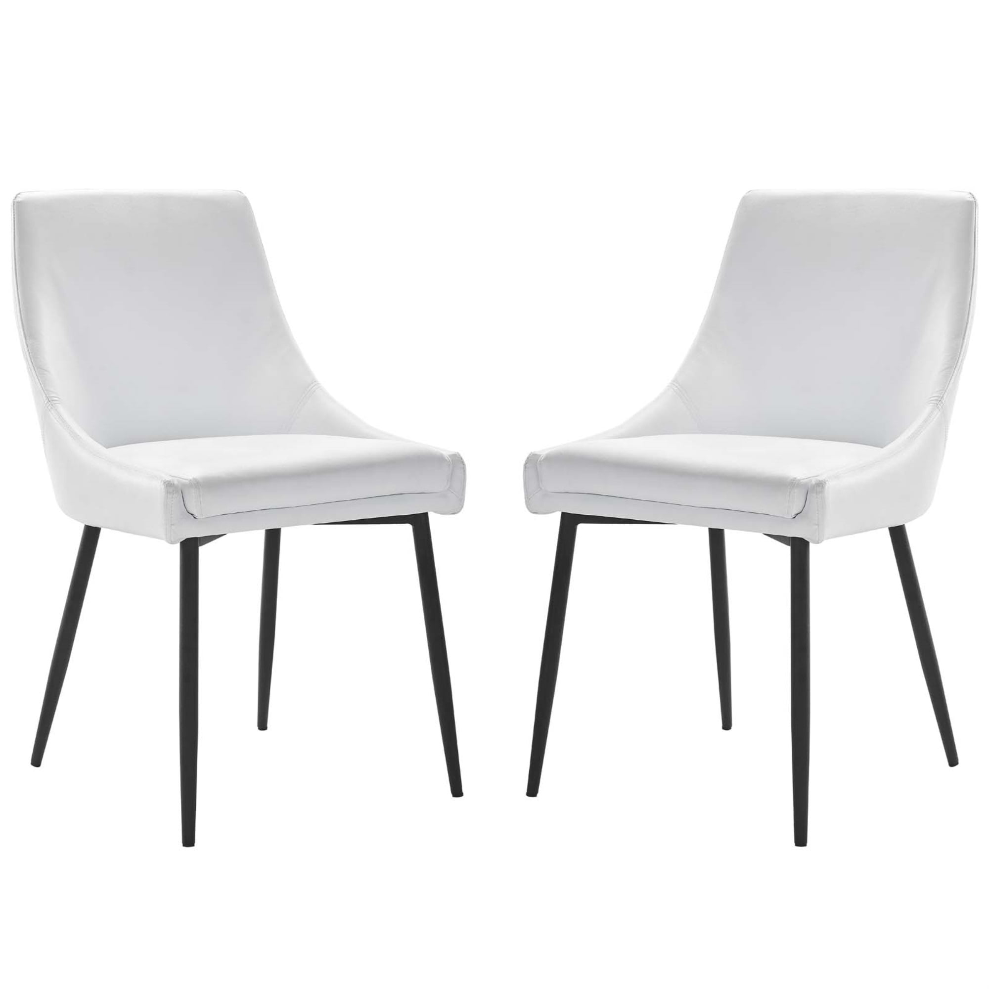 Modway Viscount 19" Modern Faux Leather Dining Chairs in Black/White (Set of 2)