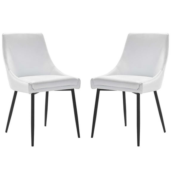 Modway Viscount 19" Modern Faux Leather Dining Chairs in Black/White (Set of 2)