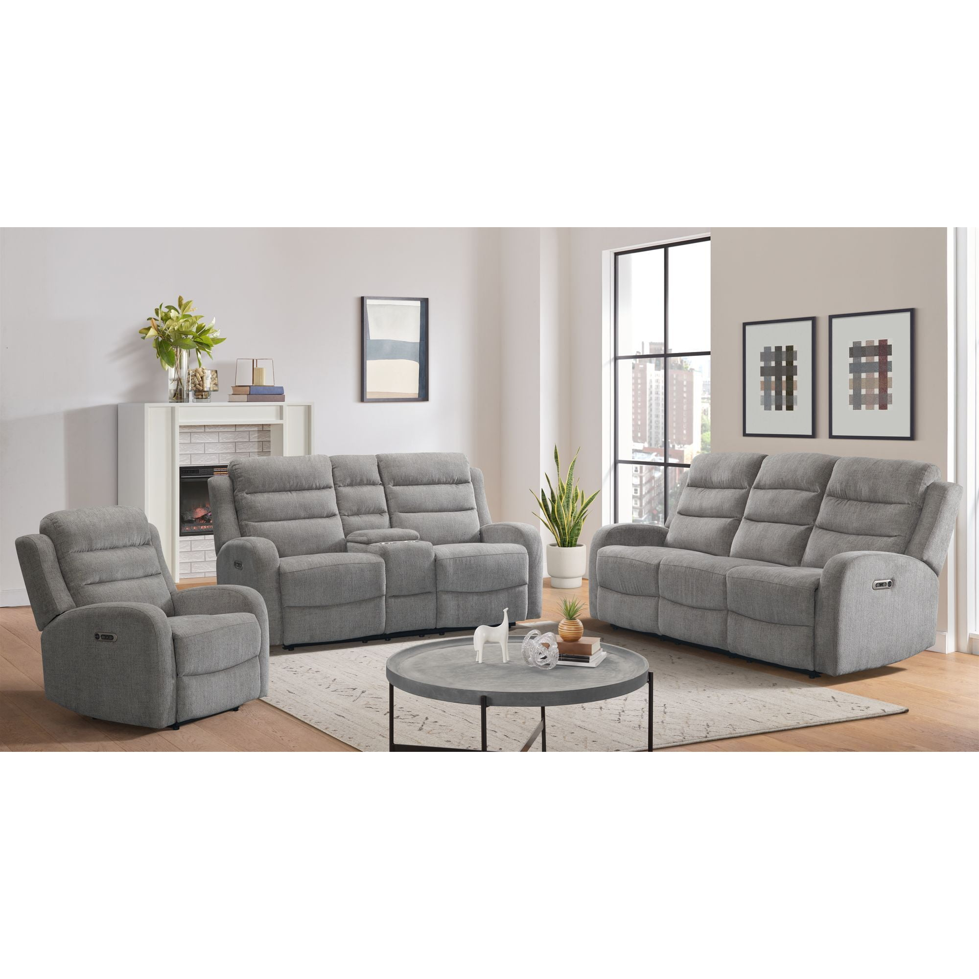 Picket House Furnishings Bexley Power Motion Loveseat with Power Motion Head Recliner & Console