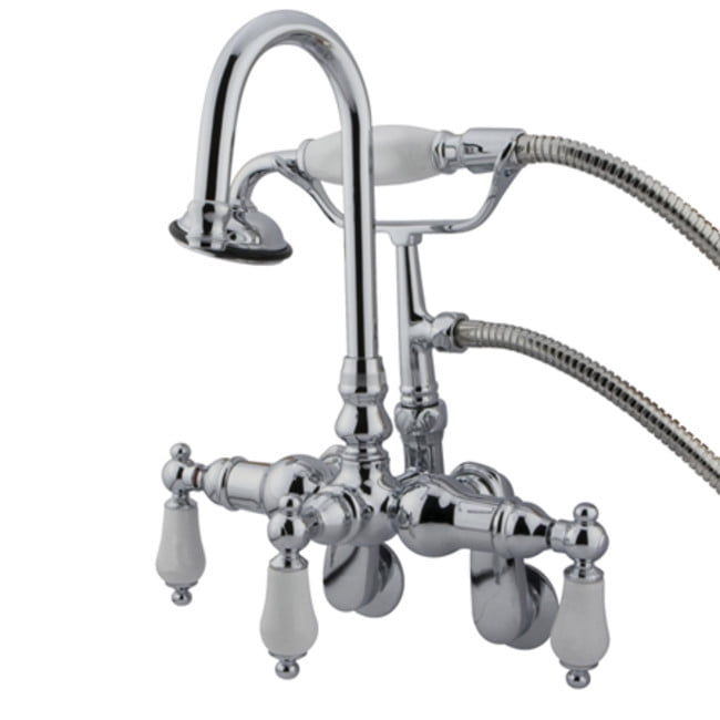 Hot Springs Triple Handle Wall Mounted Clawfoot Tub Faucet with Handshower