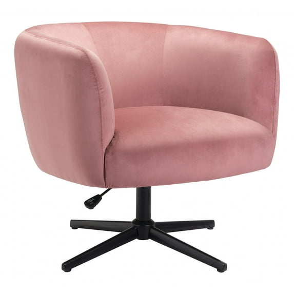 28.3 x 29.5 x 31.5 in. Gusto Glam Pink & Black Swivel Accent Chair