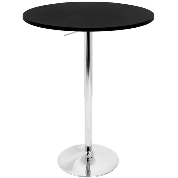 27.5" Elia Adjustable Pub, Bar and Counter Height Table: Chrome Pedestal Base, MDF Top, Kitchen-Friendly Table - LumiSource