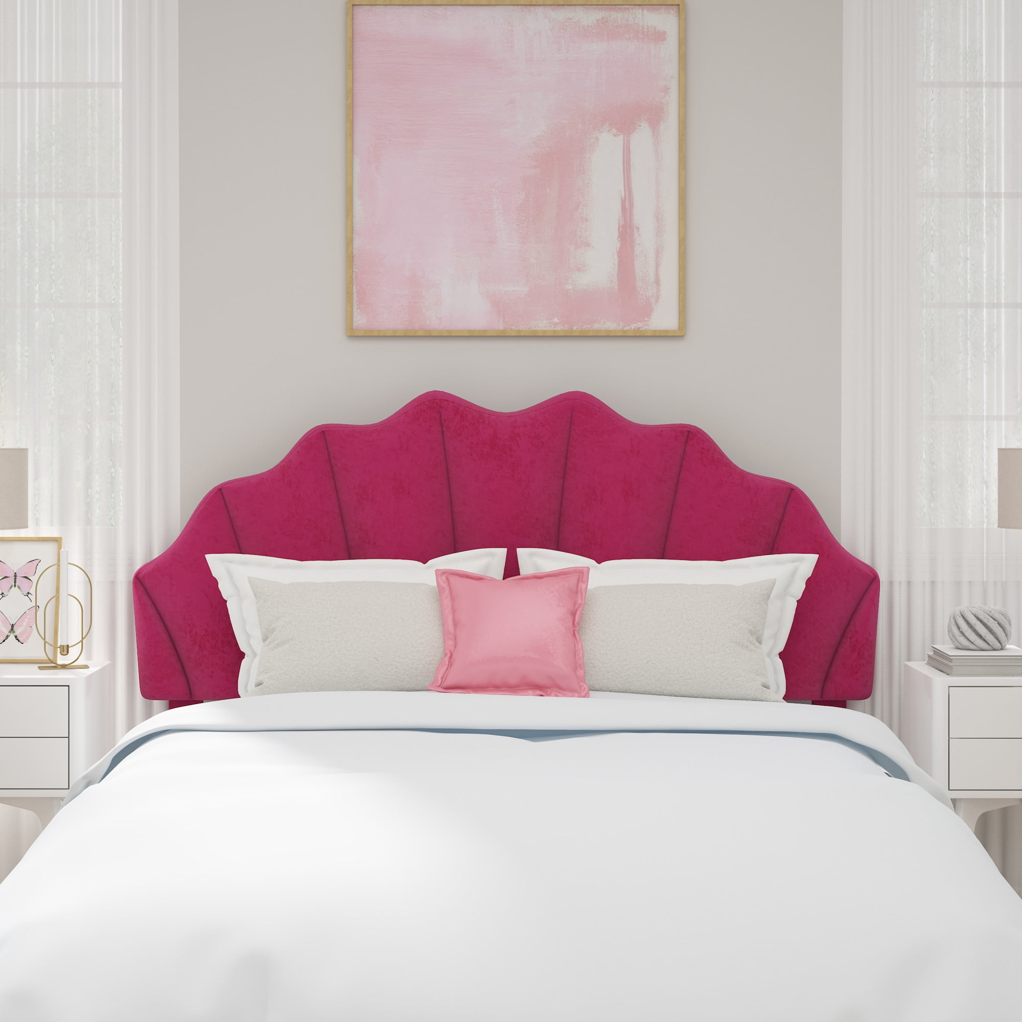 Elina Upholstered Full/Queen Headboard, Pink, by Hillsdale Living Essentials