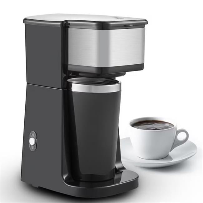 Elite Cuisine EHC541 Black with Stainless Steel 1-Cup Personal Coffee Maker