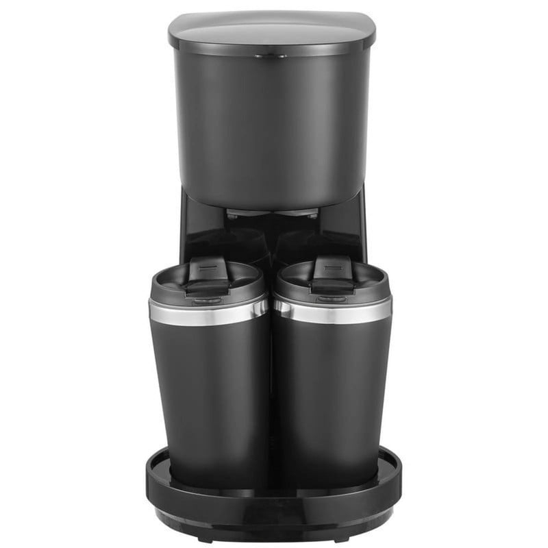 Elite Cuisine EHC260 Dual Coffee Maker with Two Stainless Travel Mugs, Black