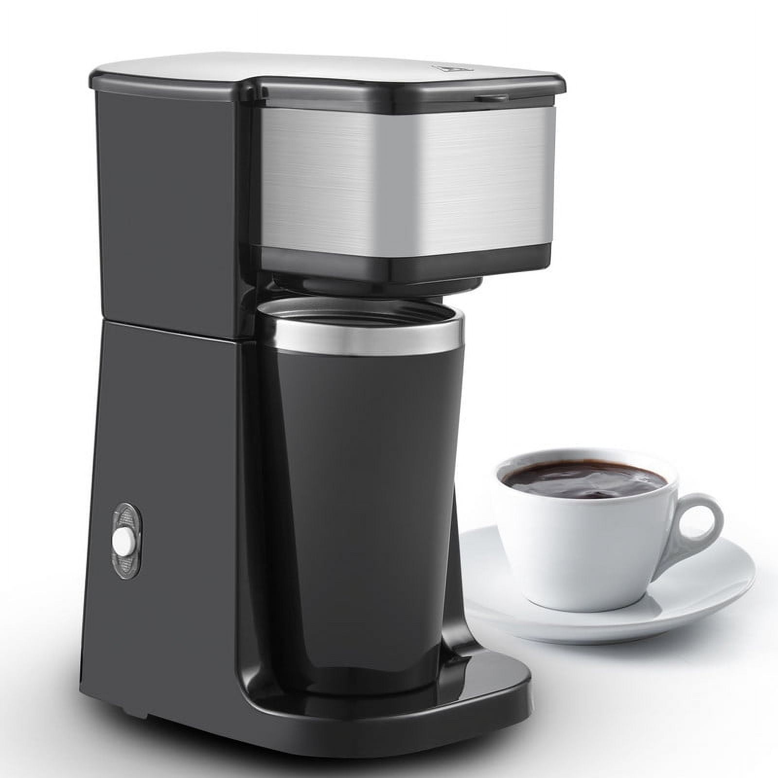 Elite Cuisine EHC541 Black with Stainless Steel 1-Cup Personal Coffee Maker