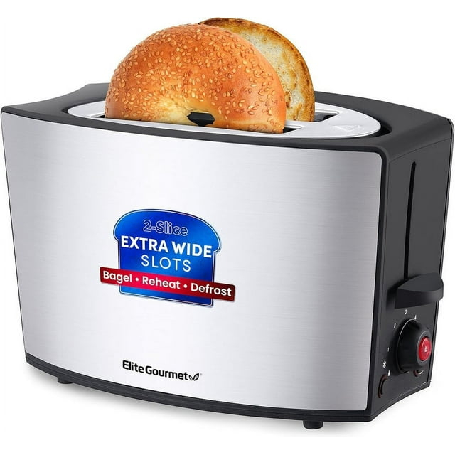 Elite Gourmet ECT2428 New Stainless Steel 2-Slice Toaster with Bagel Function