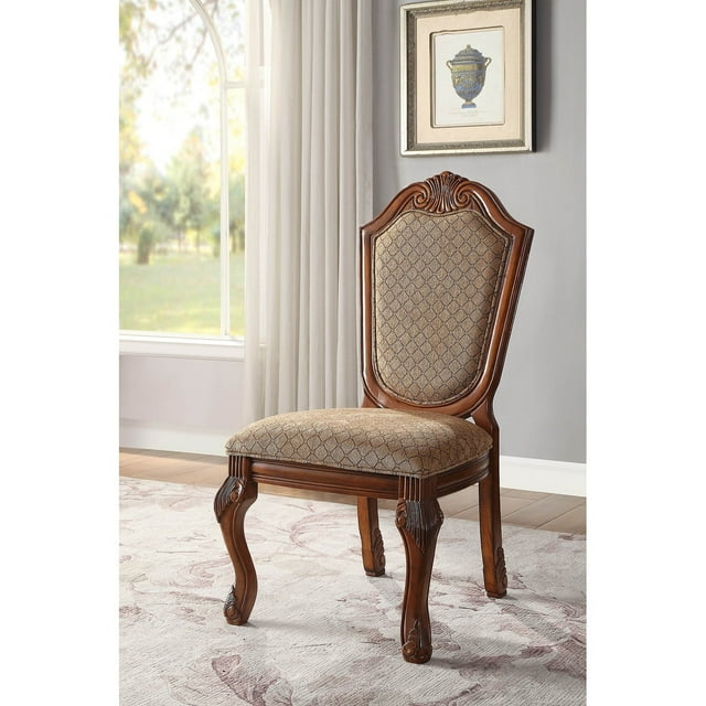 Eliza Solid Back Side Chairs (Set of 2) Tan/Cherry