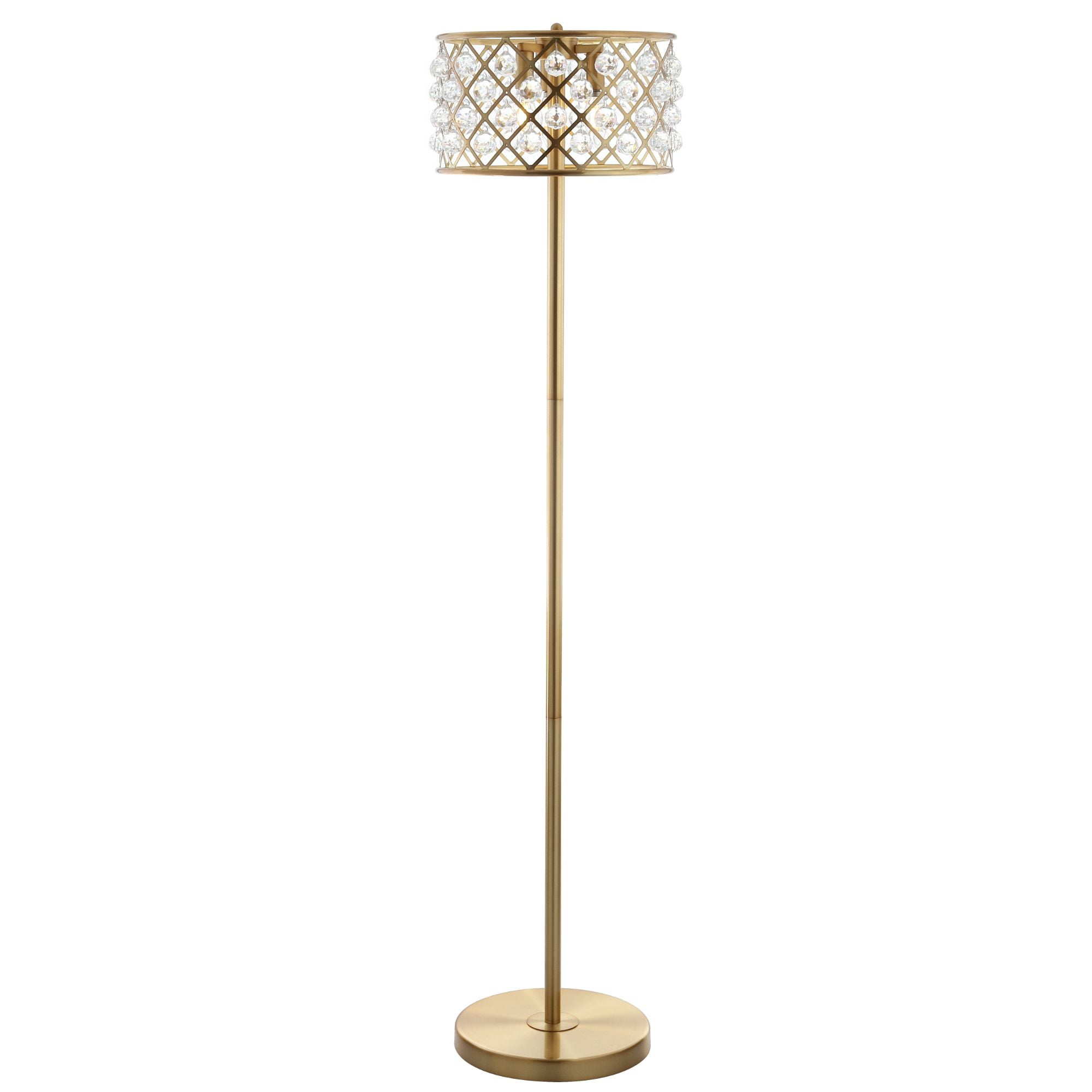 JONATHAN Y JYL9000A Elizabeth 60" Crystal/Metal LED Floor Lamp, Contemporary, Transitional for living room, dinning room, bedroom, office Bulb Included, Brass Gold/Clear