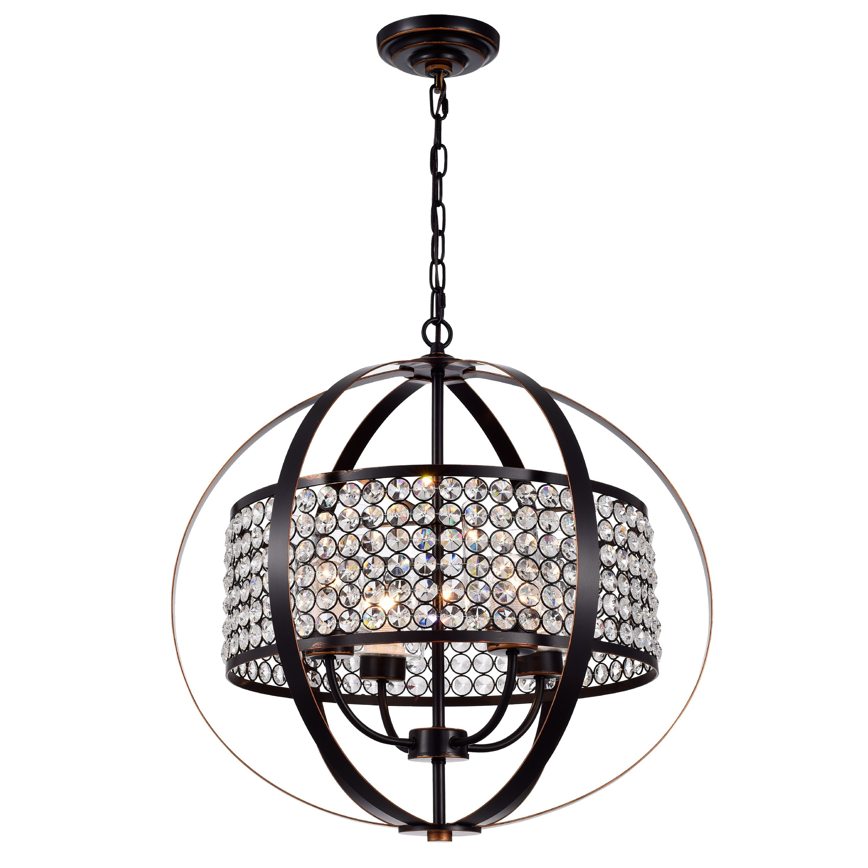 Elizabeth Oil Rubbed Bronze 4-Light Globe Pendant with Crystal Shade