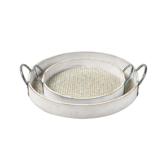 Elk Home Bandeja para Tazones de Fabiana de 17 Pulgadas de Ancho, Transicional, Blanco Desgastado