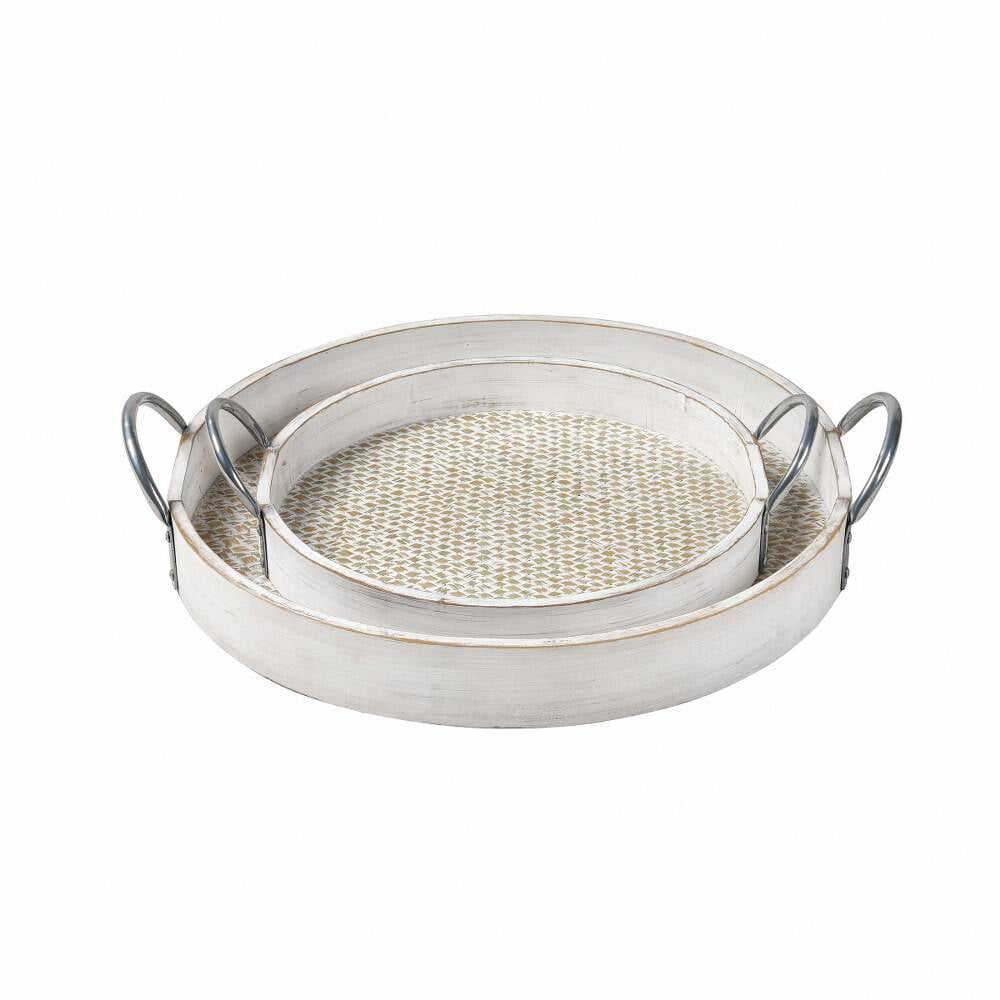 Elk Home Bandeja para Tazones de Fabiana de 17 Pulgadas de Ancho, Transicional, Blanco Desgastado