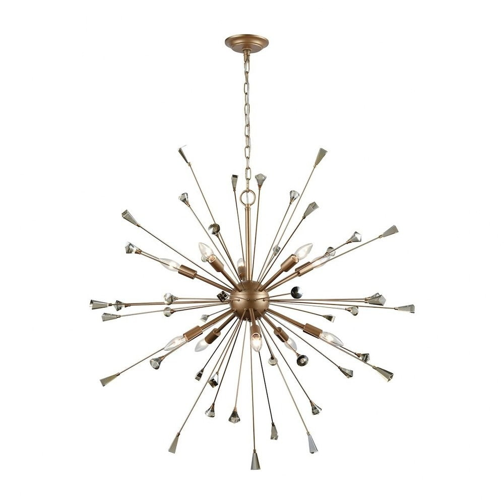 Elk Home 38-Inch Wide Sprigny Chandelier, Contemporary, Matte Gold