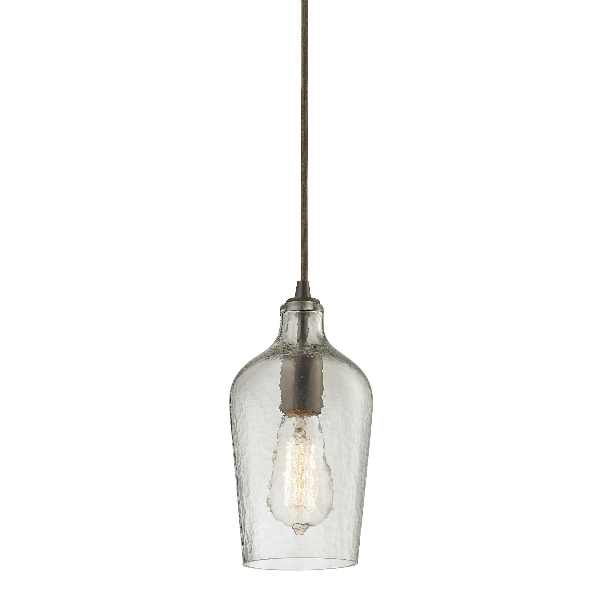 Elk Home Hammered Glass 1 - Light Pendant in  Oil Rubbed Bronze