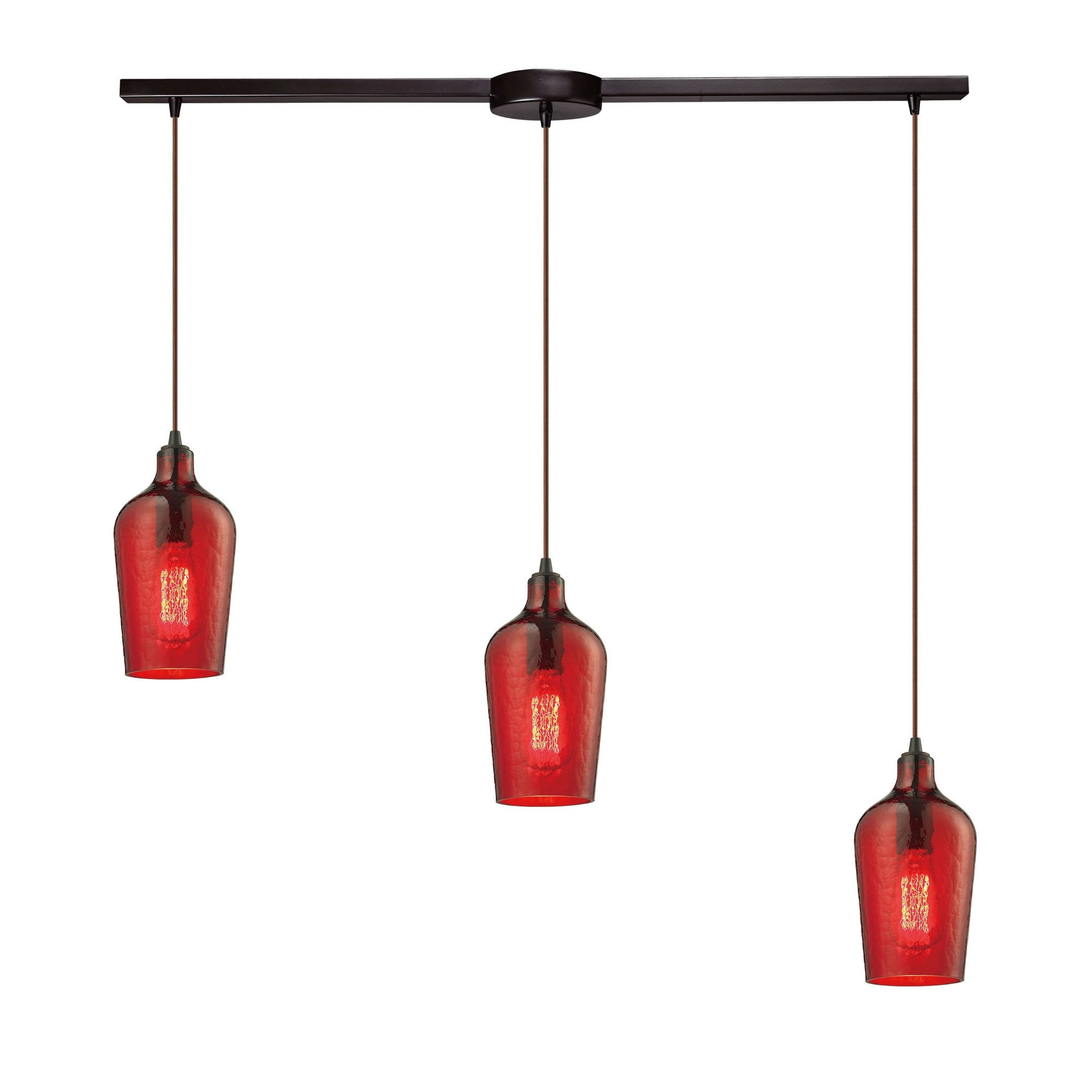 Elk Home Hammered Glass 3 - Light Island Pendant Light in  Oil Rubbed Bronze