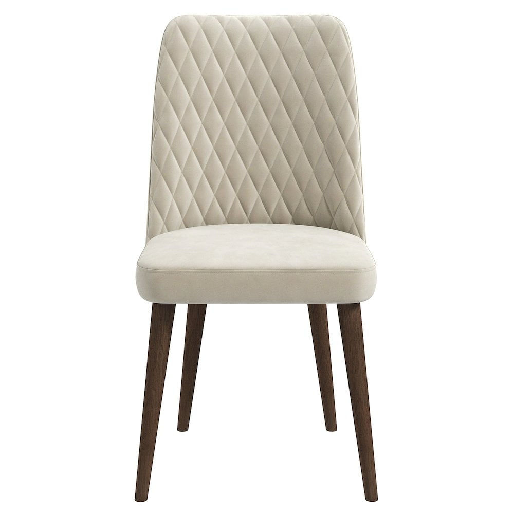 Ellen Mid-Century Modern Beige Velvet Dining Chair (Set of 2)