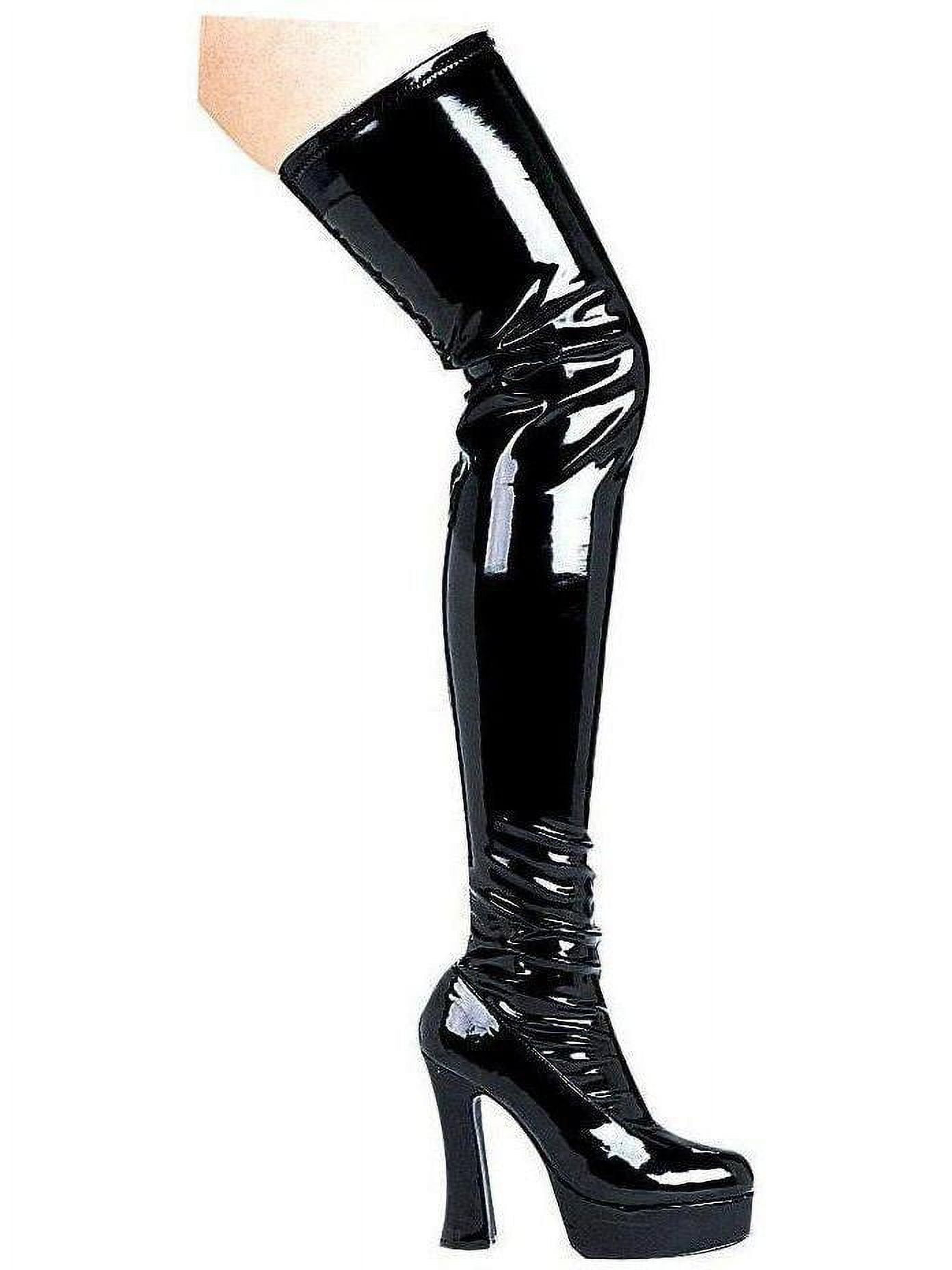 Ellie Shoes E-Thrill 5" Chunky Heel Thigh High Stretch Boots Red / 10