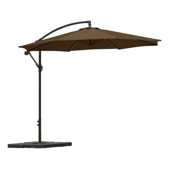 Elm 10 ft. Patio Cantilever Hanging Umbrella with 4-piece Base Weight