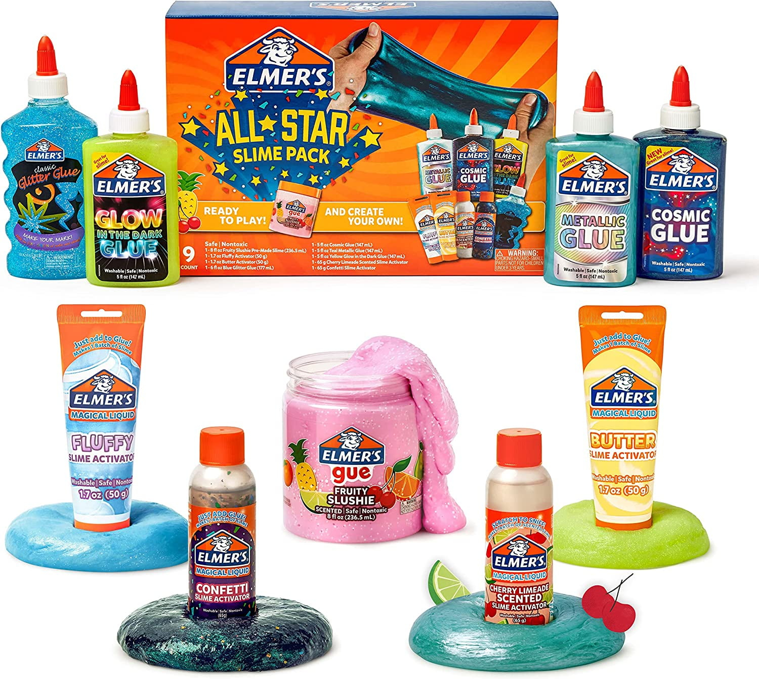 Elmer's All Star Slime Kits Multicolor Metal, 9 Piece