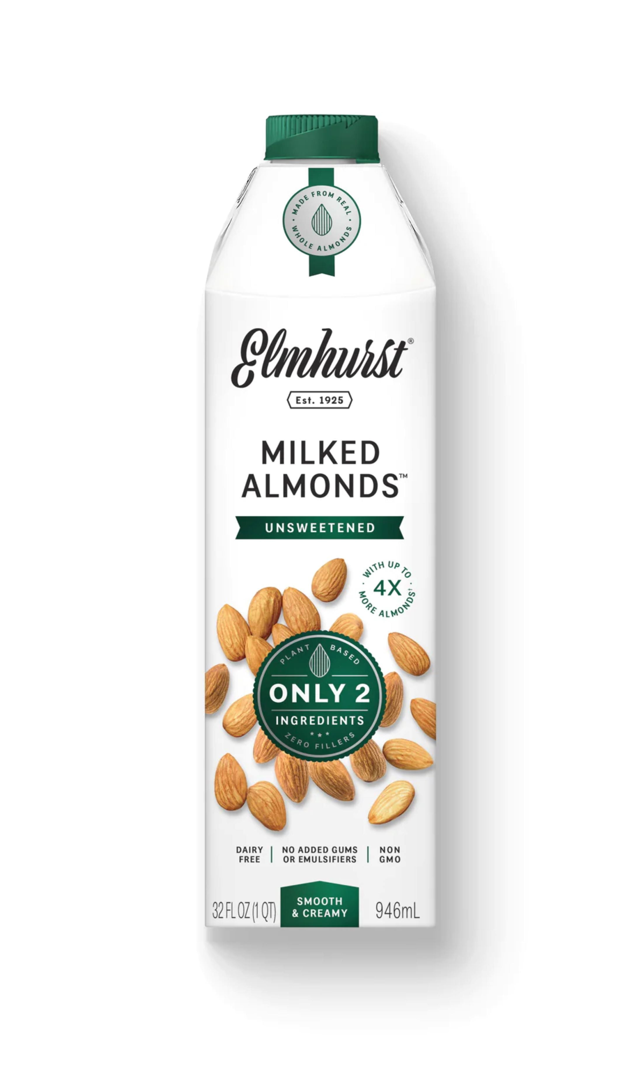 Elmhurst, Unsweetened, Milked Almonds, 32 fl oz Bottle